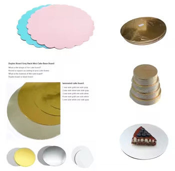 Mini base de bolo de papelão dourado, fundo de bolo branco cartão para caixas de bolo OEM