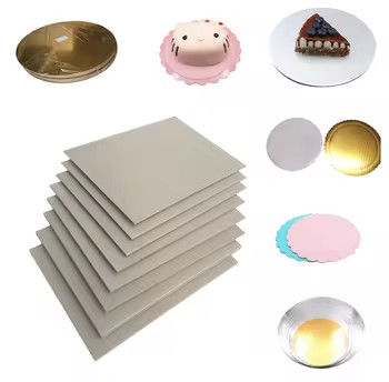 Mini base de bolo de papelão dourado, fundo de bolo branco cartão para caixas de bolo OEM